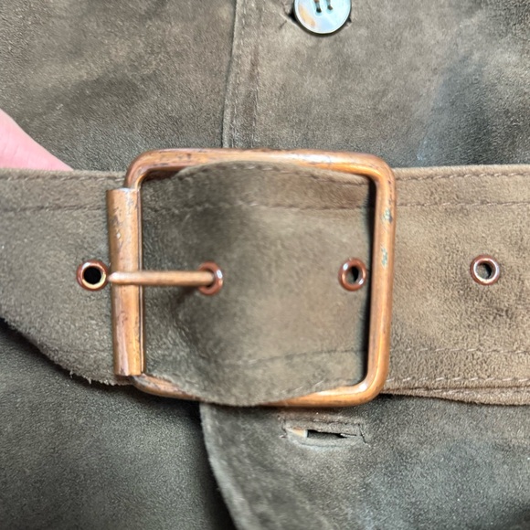 Men's Vintage Brown Suede Jacket, belt and pockets, L - Picture 15 of 16